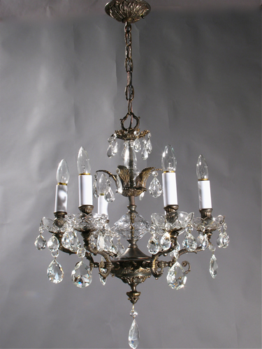 6-Light Bronze & Crystal Chandelier